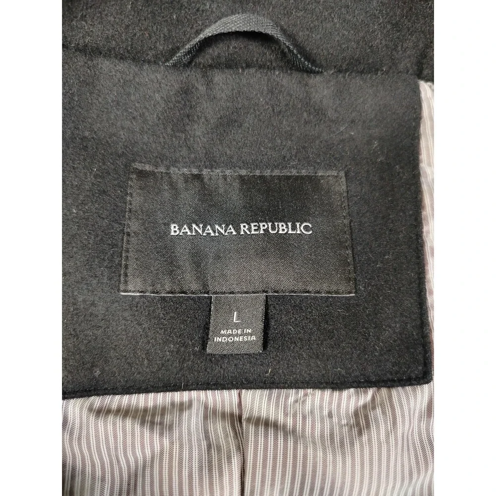 Banana Republic Coat Mens Large Gray Wool Blend Pea Coat Lined Double Breasted
